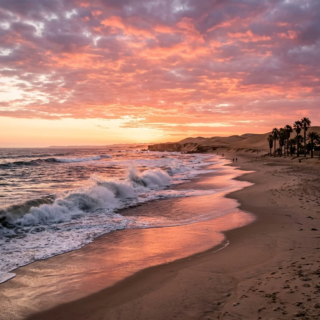 Swakopmund coastline at sunset
