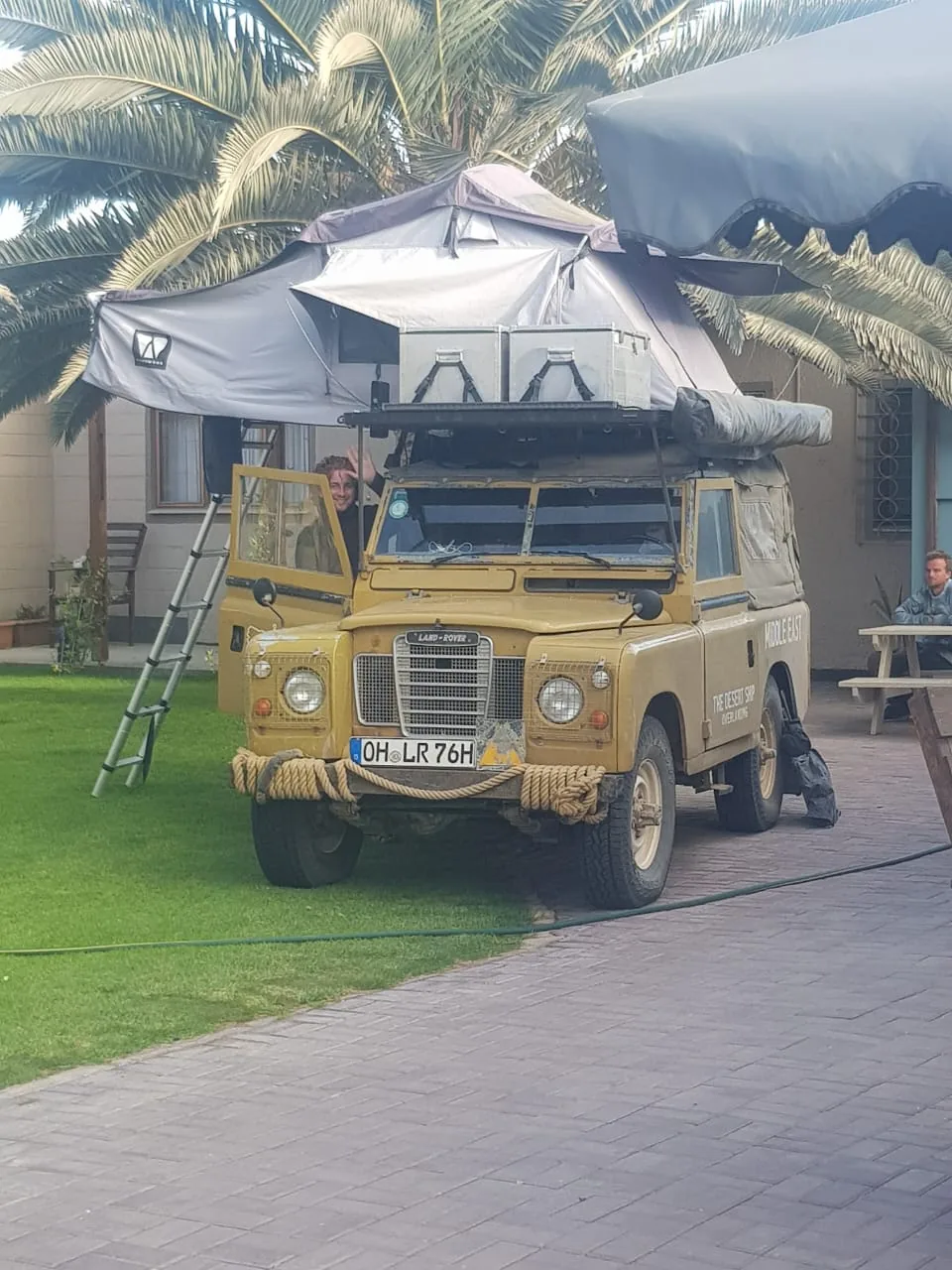 Rooftop tent in the camping garden