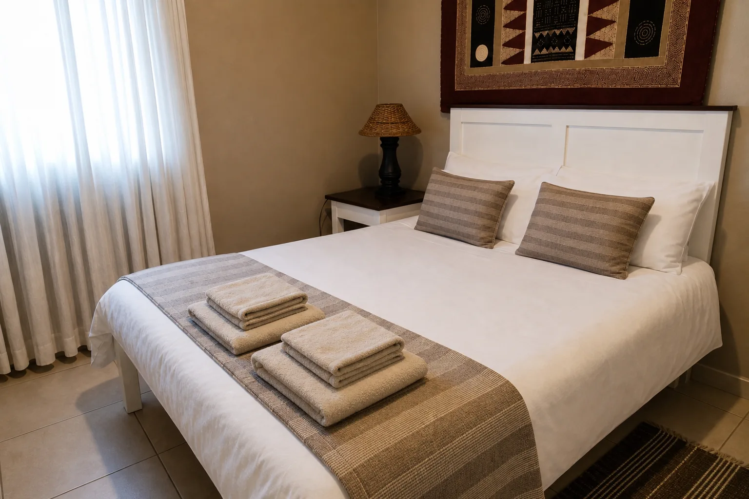Elephant bed linen and folded towels