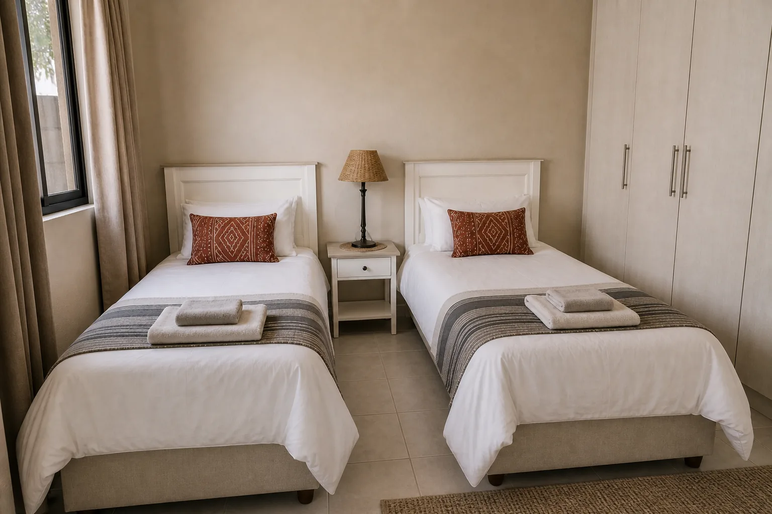 Moringa twin bedroom viewed from the doorway