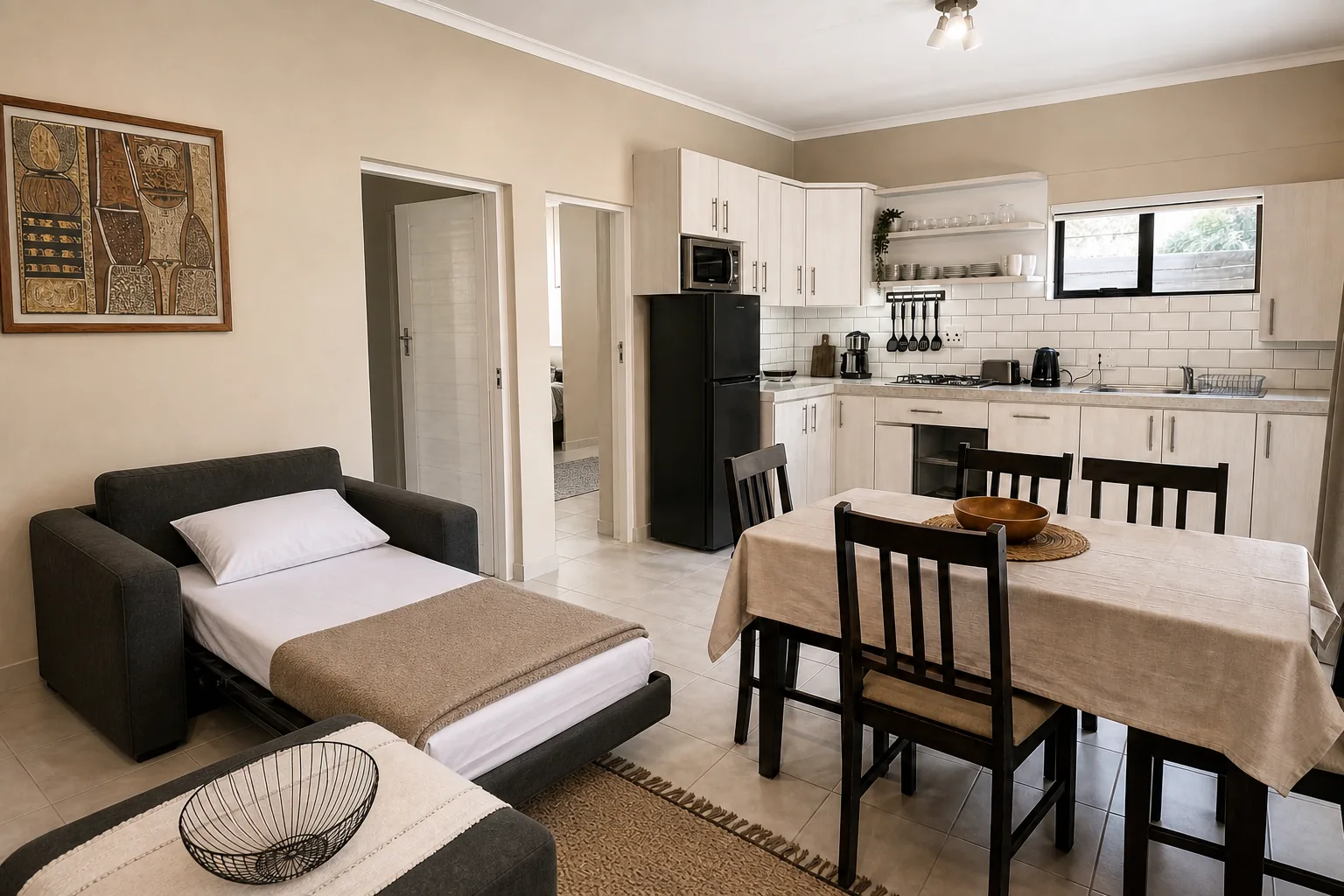 Moringa living area with sleeper couch